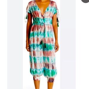 NWT RAGA To Dye For Surplice Drawstring Waist Crop Jumpsuit S